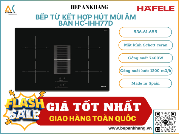 Bếp từ Hafele kết hợp máy hút mùi âm bàn HC-IHH77D 536.61.655